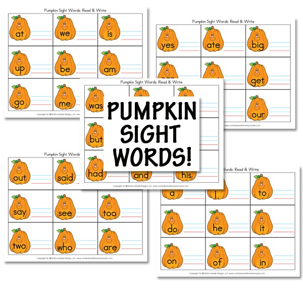 Sight worksheets give  word   Homeschooler Confessions sight a Words Pumpkin of