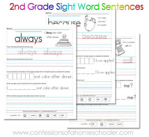 the sharing with printables homework word grade  you printables sentence sight second sight word